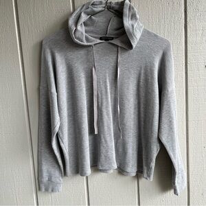 Eileen Fisher Waffle Knit Tencel Blend Oversized Hoodie Sweater in Gray Size M